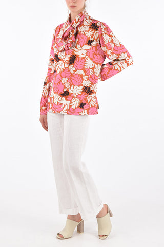 Printed Tie Neck Blouse
