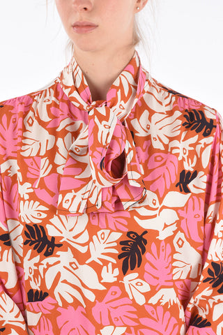 Printed Tie Neck Blouse