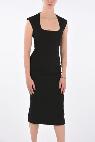 Vestito Midi con Scollo Quadrato 