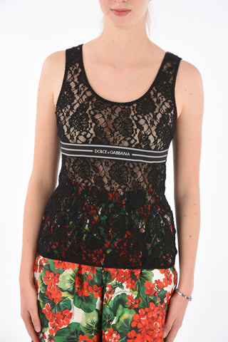 Lace Logoed Band Top