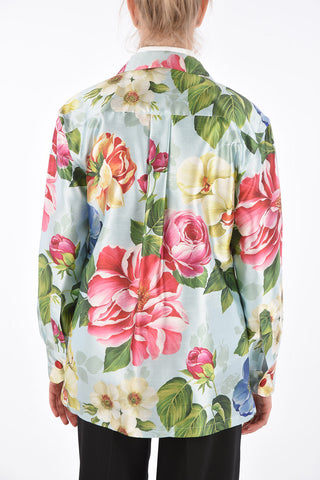 Printed Silk Double-Breasted Blazer