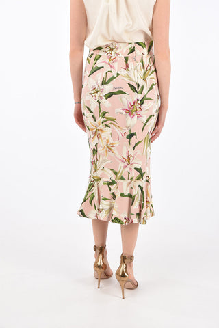 Printed Peplo Hem Midi Skirt