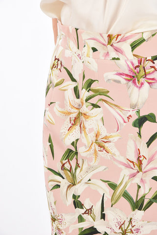 Printed Peplo Hem Midi Skirt