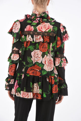Blusa Drappeggiata con Stampa Floreale