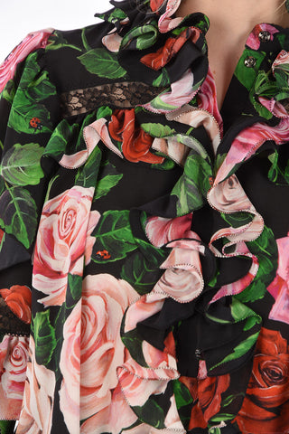 Blusa Drappeggiata con Stampa Floreale