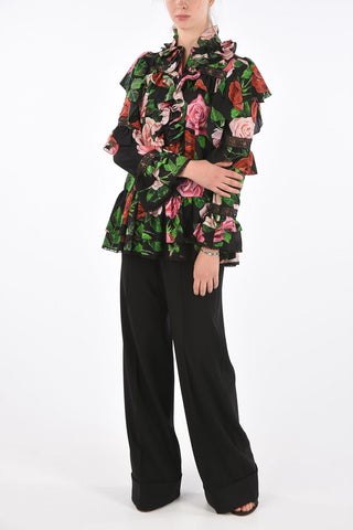 Blusa Drappeggiata con Stampa Floreale