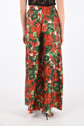 Floral Printed Silk Palazzo Pants
