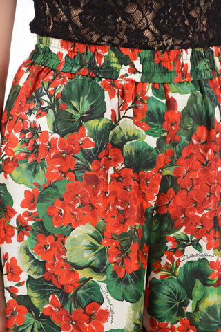 Floral Printed Silk Palazzo Pants