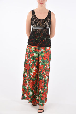 Floral Printed Silk Palazzo Pants
