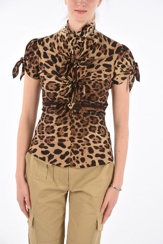 Animal Printed Blouse with Bows