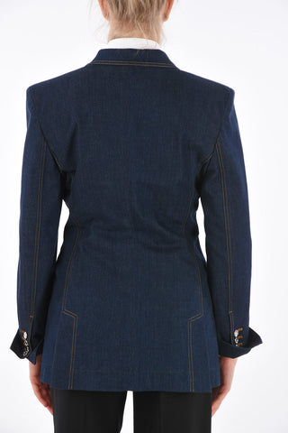 DENIM Jewel Button Peaked Lapel Blazer