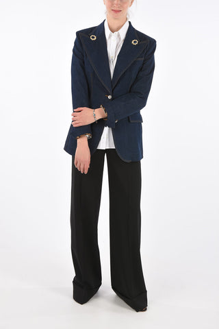 DENIM Jewel Button Peaked Lapel Blazer