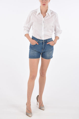 DENIM Mid-Waist Hot Pants