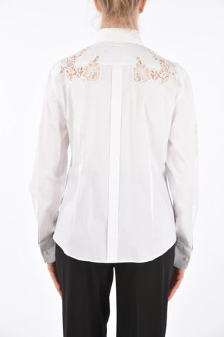 Lace Embroidered Spread Collar Shirt