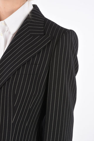 Pinstriped Peaked Lapel Blazer
