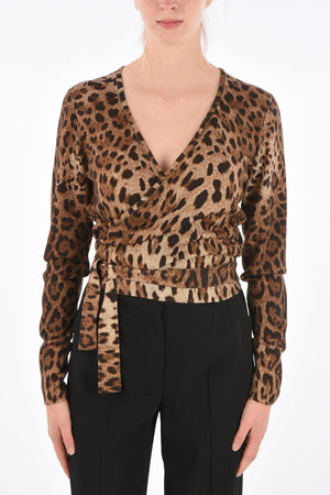 Animal Printed Wrap Sweater