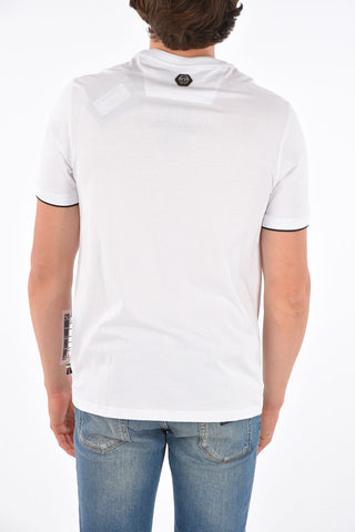 Rhinestone Embellished Skull Platinum cut T-shirt