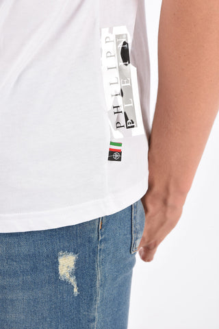 Rhinestone Embellished Skull Platinum cut T-shirt