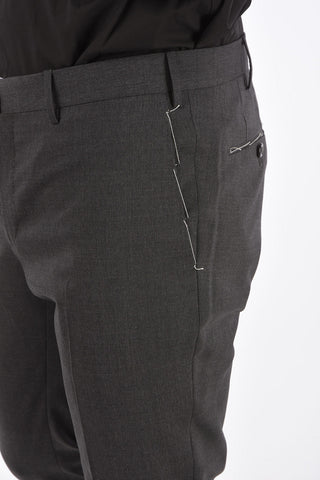 virgin wool superslim fit belt loops trousers