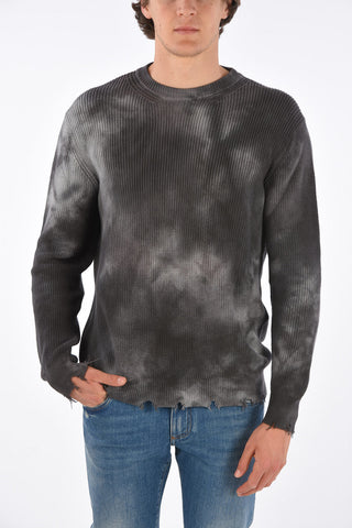 vintage effect crew-neck sweater