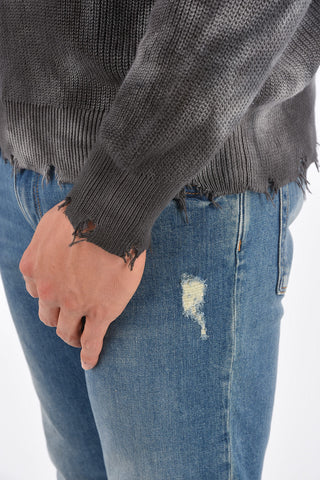 vintage effect crew-neck sweater