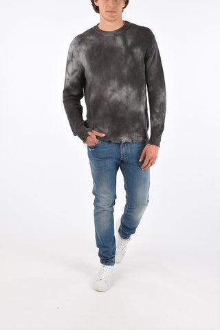 vintage effect crew-neck sweater