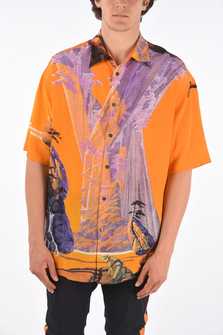 camicia stampata in seta a manica corta
