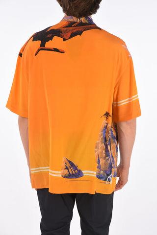 camicia stampata in seta a manica corta