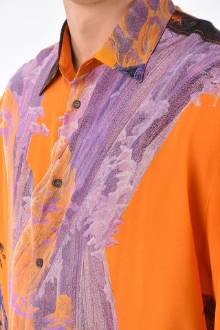 camicia stampata in seta a manica corta