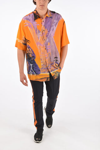 printed silk short sleeve shirt