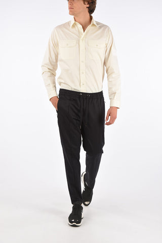 stretch cotton drawstring waist pants