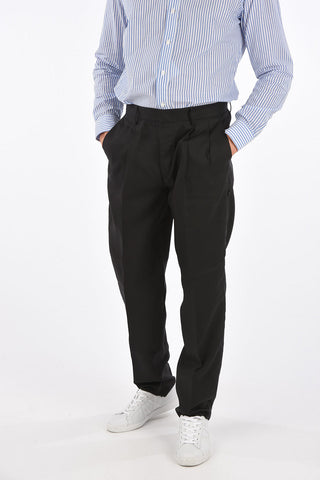Mid-rise waist double pleat trousers
