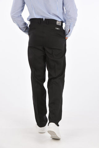 Mid-rise waist double pleat trousers