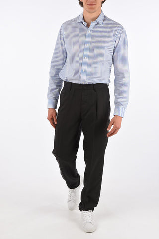 Mid-rise waist double pleat trousers
