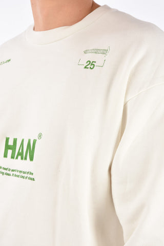 embroidered BULKY crew-neck sweatshirt
