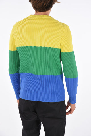 Color Block Cotton Crew-neck Sweater