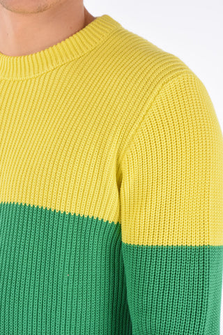 Color Block Cotton Crew-neck Sweater
