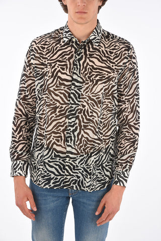 zebra-print wool sheer shirt