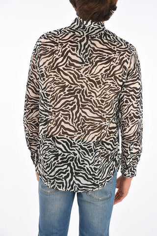 zebra-print wool sheer shirt