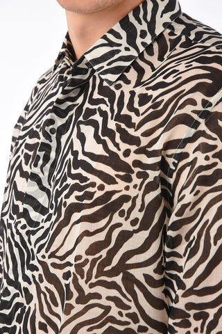 zebra-print wool sheer shirt