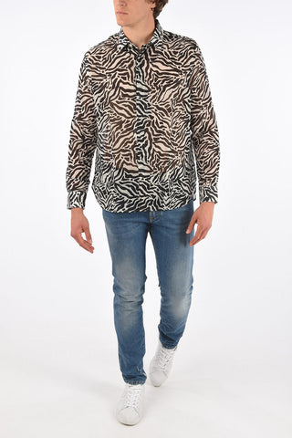 zebra-print wool sheer shirt