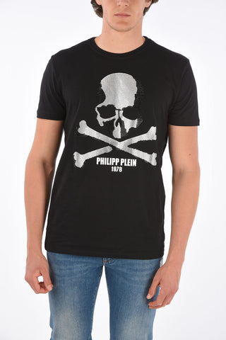 HOMME T-shirt girocollo con teschio strass