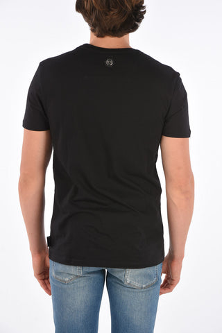 HOMME T-shirt girocollo con teschio strass
