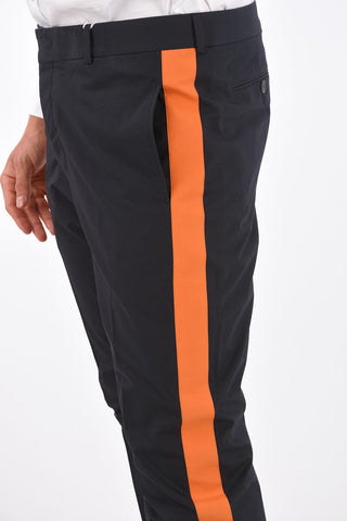 Mid-rise waist piping pants