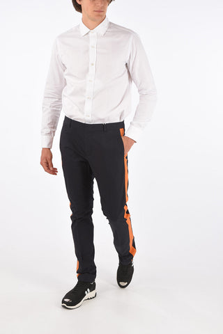 Mid-rise waist piping pants