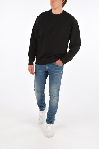 Printed back crew-neck sweatshirt