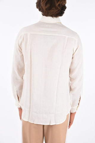 COLLEZIONI camicia in lino con taschino