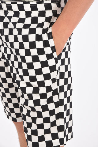 check drawstring waist bermuda shorts