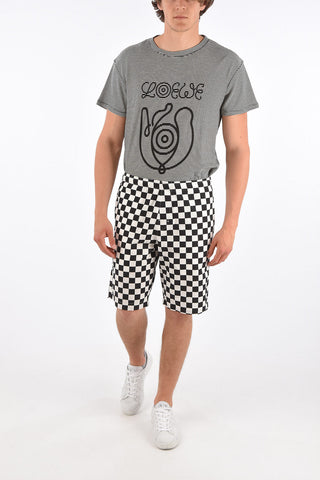 check drawstring waist bermuda shorts
