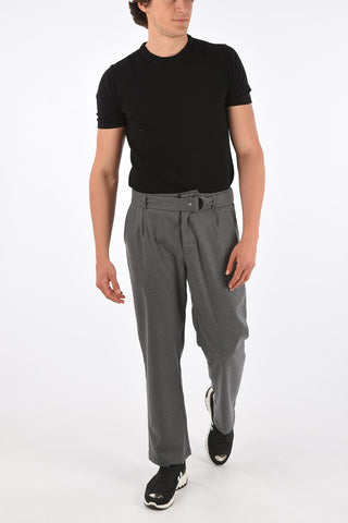 double pleat trousers with belt